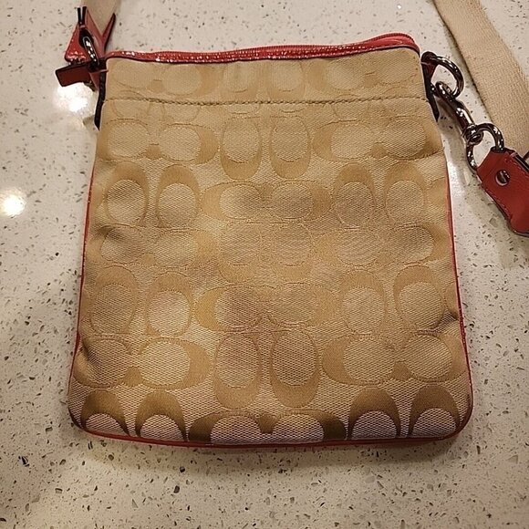 COACH Signature Stripe Beige Pink Shoulder Crossbody Convertible Bag - Picture 6 of 10